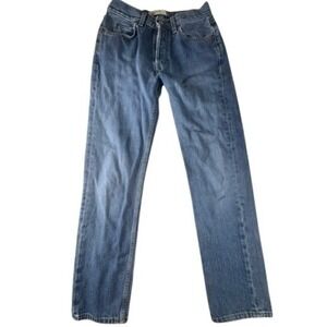 Gap Jeans Womens 26 Boy Fit Blue Denim Straight Leg Button Fly High Rise